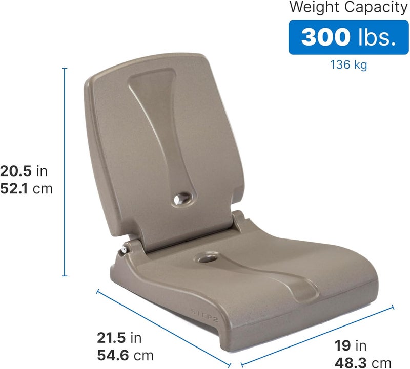 Step2 Folding Flip Seat, Lightweight Portable Outdoor Chair for Poolside, Camping, Beach, Boats, Tailgates, Durable Ground Chair with Back Support for Adults, Brown - Image 2